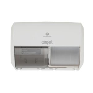 Toilet Tissue Dispenser Compact Side-by-Side Translucent White Plastic Manual 2 Rolls Wall Mount