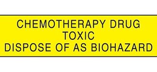 Pre-Printed Label HCL Caution Label Yellow Paper Chemotherapy Drug Toxic Dispose of as Biohazard Black Biohazard 3/8 X 1-5/8 Inch