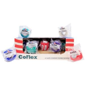 Cohesive Bandage CoFlex 1 Inch X 5 Yard Self-Adherent Closure Teal / Blue / White / Purple / Red / Green NonSterile 14 lbs. Tensile Strength
