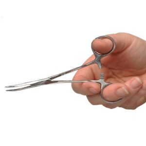 Hemostatic Forceps ADC Kelly 5-1/2 Inch Length Floor / Office Grade Pakistani Stainless Steel NonSterile Locking Finger Ring Handle Curved Serrated Tips