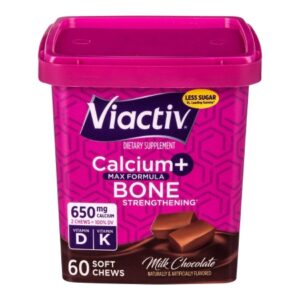 Dietary Supplement Viactiv Calcium / Vitamin D / Vitamin K 650 mg – 500 IU – 40 mcg Strength Chewable Tablet 60 per Box Milk Chocolate Flavor