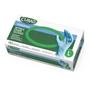 Exam Glove Curad Large NonSterile Nitrile Standard Cuff Length Fully Textured Blue Chemo Tested