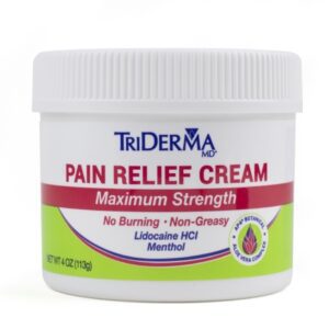 Topical Pain Relief TriDerma MD 4% – 1% Strength Lidocaine / Menthol Cream 4 oz.