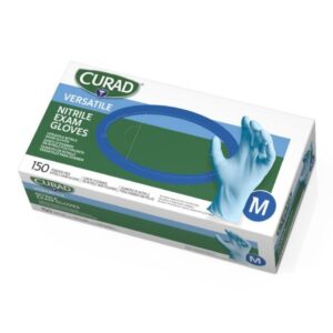 Exam Glove Curad Medium NonSterile Nitrile Standard Cuff Length Fully Textured Blue Chemo Tested