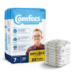 Unisex Baby Diaper Comfees Size 7 Disposable Moderate Absorbency