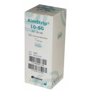 Urinalysis Reagent AimStrip Bilirubin, Blood, Glucose, Ketone, Leukocytes, Nitrite, pH, Protein, Specific Gravity, Urobilinogen For AimStrip Urine Analyzer 100 Tests