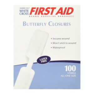 Skin Closure Strip First Aid Brand 1/2 X 2-3/4 Inch Nonwoven Material Butterfly Closure White