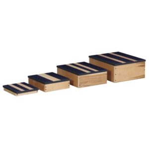 Step Stool Nesting 4 Steps Wood Frame 2 / 4 / 6 / 8 Inch Step Height