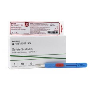 Safety Scalpel McKesson Prevent MX No. 10 Stainless Steel / Plastic Sensory Grip Handle Sterile Disposable