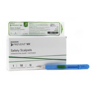 Safety Scalpel McKesson Prevent MX No. 11 Stainless Steel / Plastic Sensory Grip Handle Sterile Disposable