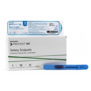 Safety Scalpel McKesson Prevent MX No. 15 Stainless Steel / Plastic Sensory Grip Handle Sterile Disposable