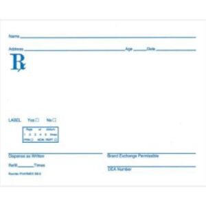 Prescription Pad PDC 4 X 5 Inch, White Paper