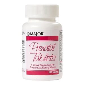 Prenatal Vitamin Supplement Major PNV No. 96  / Iron / Folic Acid 27 mg – 0.8 mg Strength Tablet 100 per Bottle