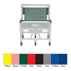 Shower Chair MJM International Fixed Arms PVC Frame Mesh Backrest with Pushbar 30 Inch Seat Width 700 lbs. Weight Capacity
