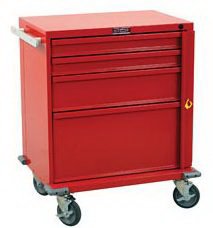 Crash Cart V-Series Steel Body and Drawers 22 X 29.5 X 34 Inch Hammertone Gray (2)-3 Inch, (1)-6 Inch, (1)-12 Inch Drawer Configuration, 16.75 X 23 Inch Internal Drawer