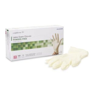 Exam Glove McKesson Confiderm Small NonSterile Latex Standard Cuff Length Fully Textured Ivory Not Rated