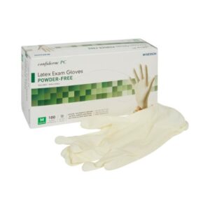 Exam Glove McKesson Confiderm Medium NonSterile Latex Standard Cuff Length Fully Textured Ivory Not Rated