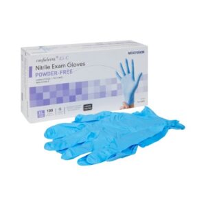 Exam Glove McKesson Confiderm 4.5C X-Large NonSterile Nitrile Standard Cuff Length Textured Fingertips Blue Chemo Tested