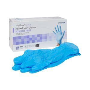Exam Glove McKesson Confiderm 6.5CX X-Large NonSterile Nitrile Extended Cuff Length Textured Fingertips Blue Chemo Tested