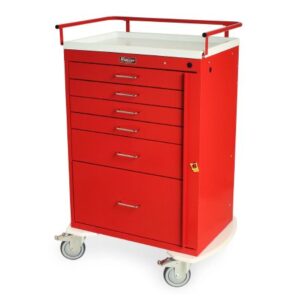 Emergency Crash Cart Classic Line 22 X 32 X 45.75 Inch Mauve (4)-3 Inch, (1)-6 Inch, (1)-12 Inch Drawer Configuration, 17 X 23 Inch Internal Drawer