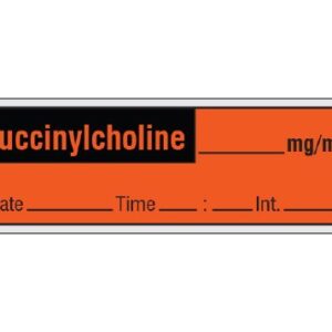 Drug Label Shamrock Syringe Label SUCCINYLCHOLINE _____ mg / mL / Date _____ Time _____ Int. _____ Fluorescent Red 1/2 X 1 Inch