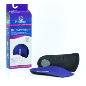 Orthotic Insert Powerstep SlimTech Arch Support Polyester / Polypropylene / VCT Foam Female 13 to 13-1/2 / Male 11 to 11-1/2 Black / Blue / Gray