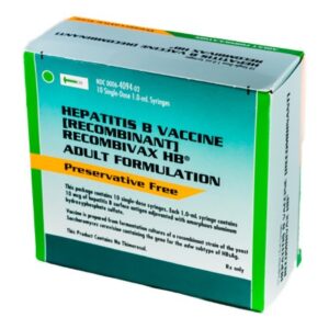 Recombivax HB Hepatitis B Virus Vaccine (Recombinant), Preservative Free 10 mcg / mL Injection 1 mL