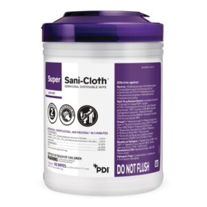 Surface Disinfectant Cleaner Super Sani-Cloth Premoistened Germicidal Manual Pull Wipe 160 Count Canister Alcohol Scent NonSterile