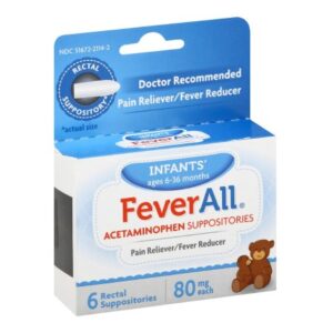 Infants’ Pain Relief FeverAll 80 mg Strength Acetaminophen Rectal Suppository 6 per Box