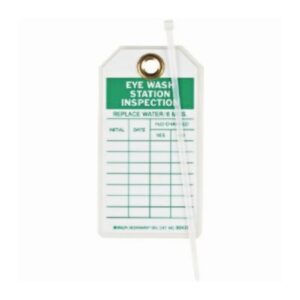 Equipment Tag Brady Inspection for Eye Wash Station Green / White 3 X 5-3/4 Inch Polyester 10 per Pack