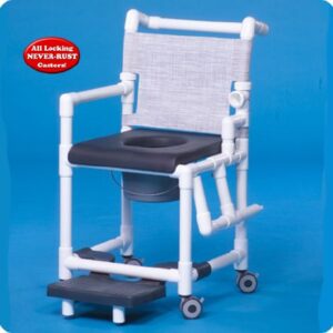 Commode / Shower Chair ipu Drop Arm – Left PVC Frame Mesh Backrest 17-1/4 Inch Seat Width 300 lbs. Weight Capacity