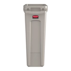 Trash Can Rubbermaid Slim Jim 92 Quart / 23 gal. Beige LLDPE Rectangular