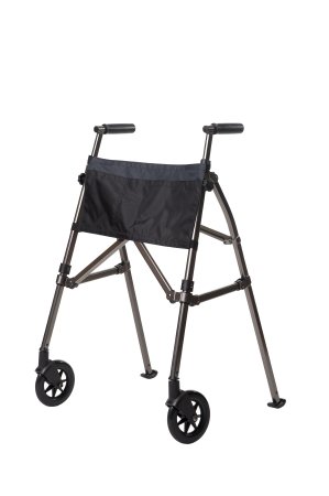 Folding Walker with Wheels Adjustable Height EZ Fold-N-Go Aluminum Frame 400 lbs. Weight Capacity 32 to 38-1/2 Inch Height