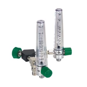 Precision Medical Oxygen Flowmeter Adjustable 0 – 15 LPM Y Block Assembly Puritan Bennett Adapter