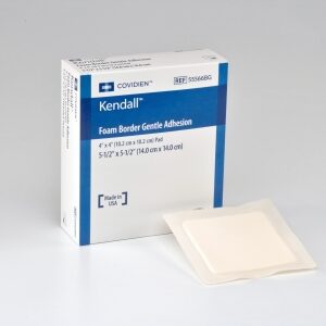 Foam Dressing Kendall Border Foam Gentle Adhesion 5-1/2 X 5-1/2 Inch With Border Film Backing Silicone Adhesive Square Sterile