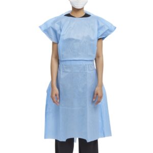Patient Exam Gown Halyard One Size Fits Most Blue Disposable
