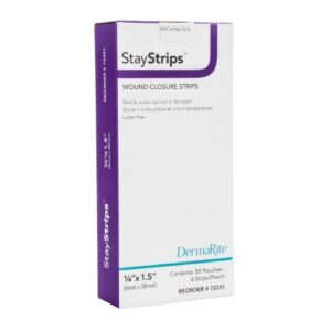 Skin Closure Strip StayStrips 1/4 X 1-1/2 Inch Nonwoven Material Flexible Strip White