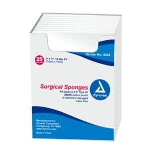 Gauze Sponge Dynarex 3 X 3 Inch 12-Ply Sterile 2 per Pack