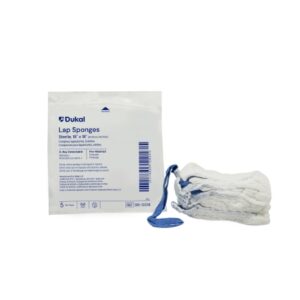 Surgical Laparotomy Sponge Dukal X-Ray Detectable Cotton 18 X 18 Inch 5 Count Pack Sterile