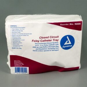 Indwelling Closed System Catheter Tray Dynarex Foley 14 Fr. 5 cc Balloon