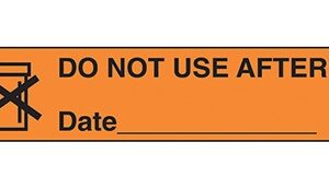 Pre-Printed Label Indeed Auxiliary Label Orange Paper Do Not Use After Date ______ Black Safety and Instructional 3/8 X 1-5/8 Inch
