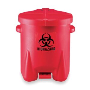 Medical Waste Trash Can Eagle 24 Quart / 6 gal. Red HDPE Round