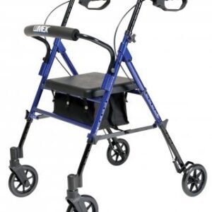 4 Wheel Rollator Lumex Set N’ Go Blue Adjustable Height / Folding Aluminum Frame