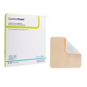 Foam Dressing ComfortFoam 6 X 8 Inch Without Border Film Backing Silicone Face Rectangle Sterile