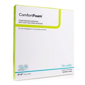 Foam Dressing ComfortFoam 8 X 8 Inch Without Border Film Backing Silicone Face Square Sterile