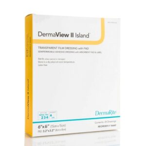 Transparent Film Dressing with Pad DermaView II Island 6 X 6 Inch Frame Style Delivery Square Sterile
