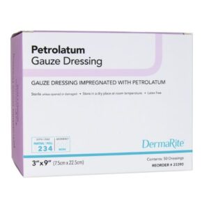 Petrolatum Impregnated Dressing DermaRite Rectangle 3 X 9 Inch Sterile