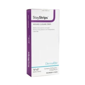 Skin Closure Strip StayStrips 1/4 X 3 Inch Nonwoven Material Flexible Strip White