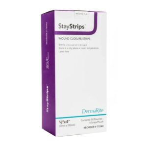 Skin Closure Strip StayStrips 1/2 X 4 Inch Nonwoven Material Flexible Strip White