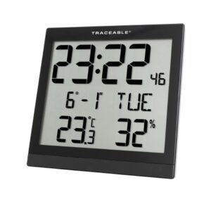 Radio Atomic Clock Traceable 3/4 X 7-1/4 X 11 Inch 12/24 hours / 0 to 45 degreeC (32 to 113 degreeF) Digital Display Battery Powered